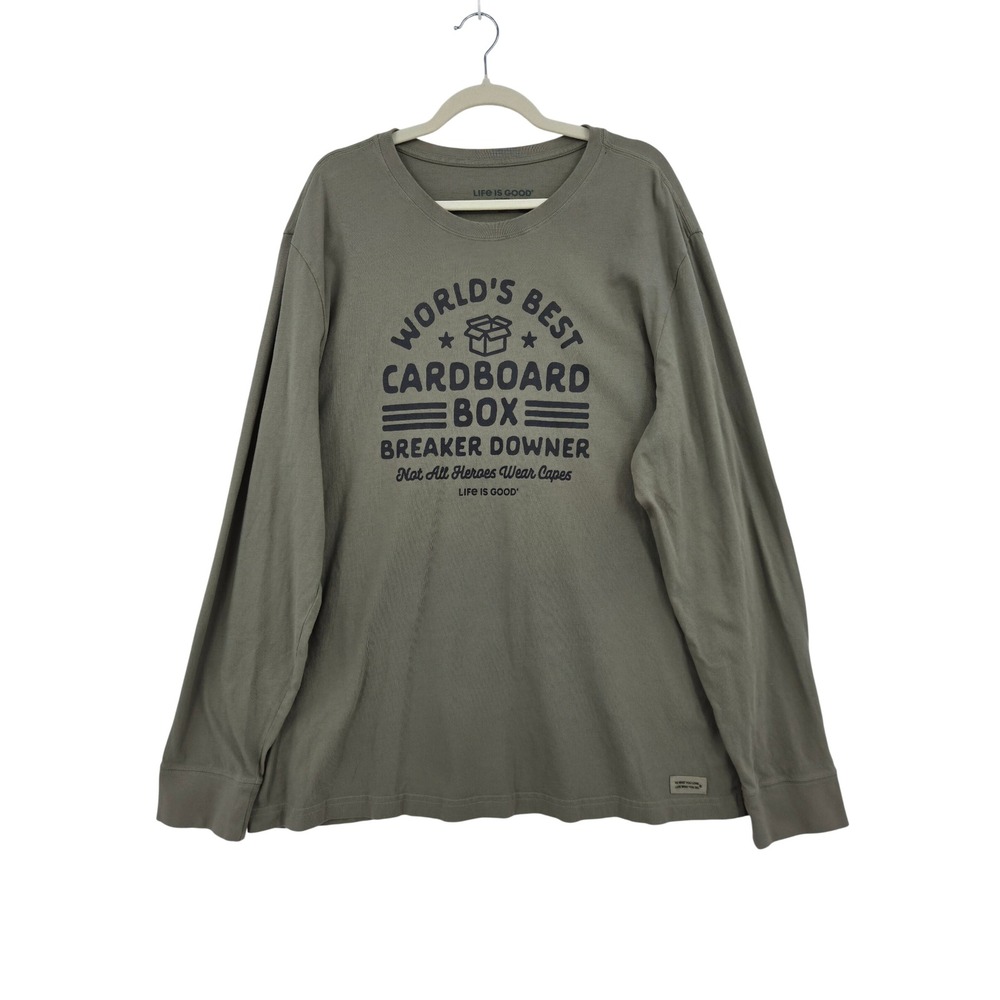 Life is Good Mens XXL Crusher Long Sleeve Graphic Tee Cardboard Breaker Downer